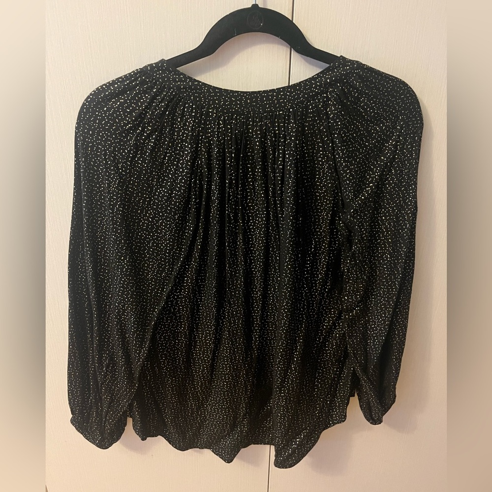 Velvet by Graham & Spencer Black with Metallic Speckles Woven Top SIZE SMALL - Picture 2 of 5